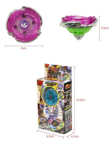 Imagem de Kit 5 Beyblade Metal C/Luz Led Speed Light + 5 Lançadores 