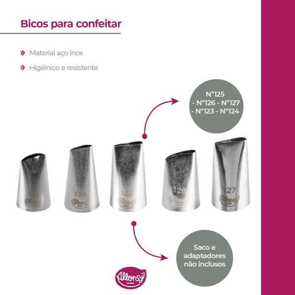 Imagem de Kit 5 Bicos de confeiteiro Pétala 5 tamanhos Aço Inox