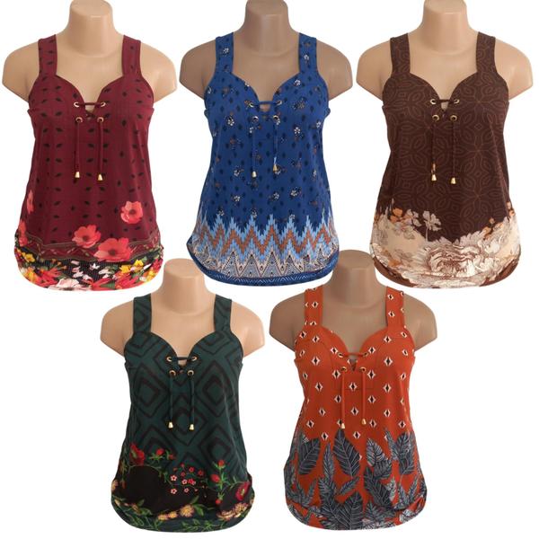 Kit Blusa Feminina Soltinhas Senhoras Liganete Malha Fria