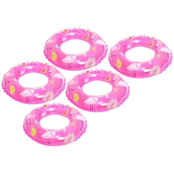 Imagem de Kit 5 Boia Inflável Flamingo Infantil 50Cm Redonda Piscina