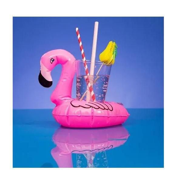 Imagem de Kit 5 Boias Porta Copo Flamingo Flutuador Para Praia Piscina