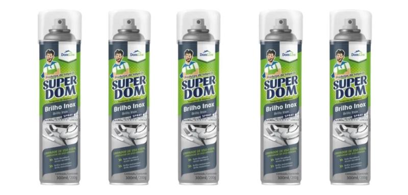 Kit 5 Brilho Inox Spray Limpador De Uso Geral Domline 300Ml Imagem de Kit 5 Brilho Inox Spray Limpador De Uso Geral Domline 300Ml