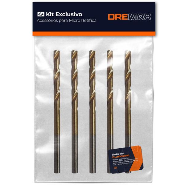 Imagem de Kit 5 Brocas 2Mm Aço Rápido Hss Titânio Micro Mini Retíficas