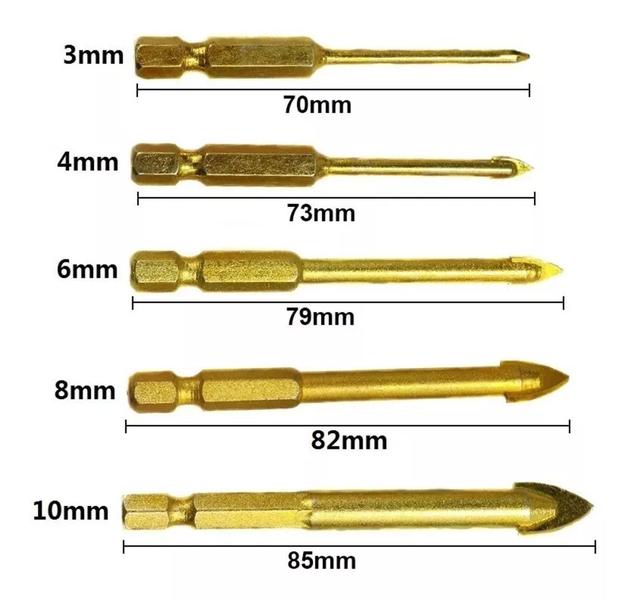 Imagem de Kit 5 Brocas Videa Furar Vidro Porcelanato Marmore Ceramica