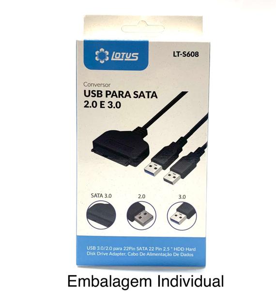 Imagem de Kit 5 Cabo Adaptador Usb 3.0 E 2.0 Para Sata 3.0 Nfe Atacado