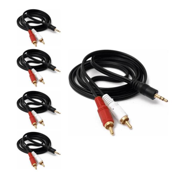 Kit 5 Cabo Áudio Auxiliar P2 Macho X 2 RCA Macho 1,5 Metros - It-blue Imagem de Kit 5 Cabo Áudio Auxiliar P2 Macho X 2 RCA Macho 1,5 Metros