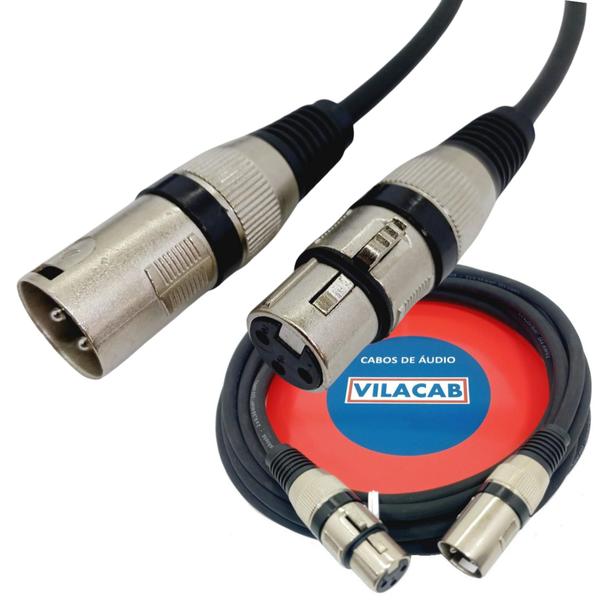Kit 5 Cabos Microfone Xlr / Dmx Balanceado 5 Metros - Vilacab Imagem de Kit 5 Cabos Microfone Xlr / Dmx Balanceado 5 Metros