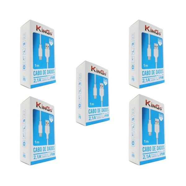 Imagem de Kit 5 Cabos Usb Kingo P/ Iphone 11 Pro Max 1MT Resistente