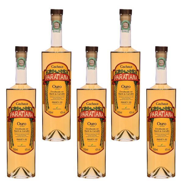 Kit 5 Cachaças Paratiana Ouro 700 ml Qualidade Descansada Premiada Paraty Destilada Presente Original Pinga Imagem de Kit 5 Cachaças Paratiana Ouro 700 ml Qualidade Descansada Premiada Paraty Destilada Presente Original Pinga
