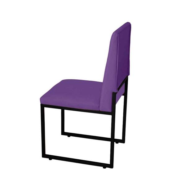 Imagem de Kit 5 Cadeira Para Sala de Jantar Trendy Base Metálica Preto Suede Roxo - Móveis Mafer