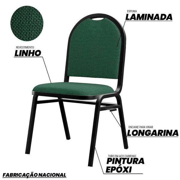 Imagem de Kit 5 Cadeiras Hoteleiras Auditório Empilhável Linho M23 Verde - Mpozenato