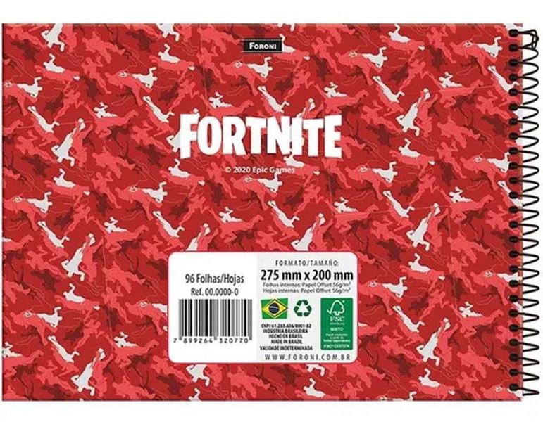 Imagem de Kit 5 Caderno Brochurão + 1 Desenho Fortnite 2022 - Foroni