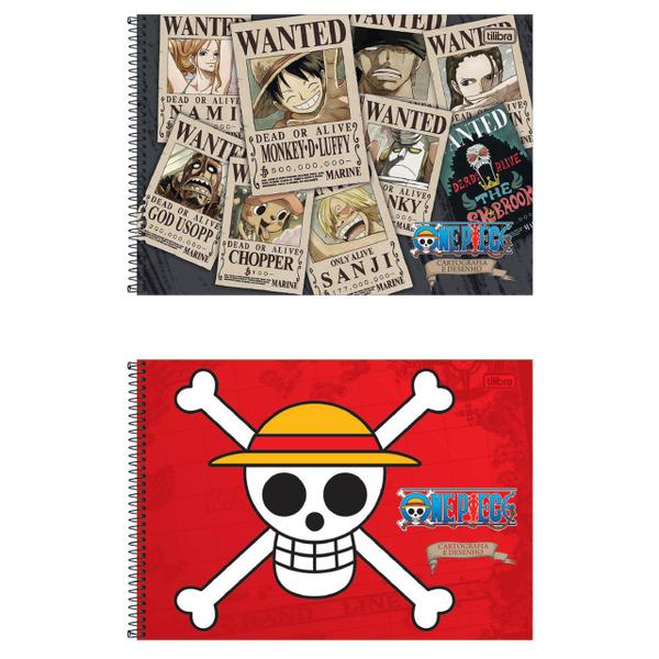 Imagem de Kit 5 Caderno Brochurão One Piece + 1 Desenho 80 Folhas Tilibra