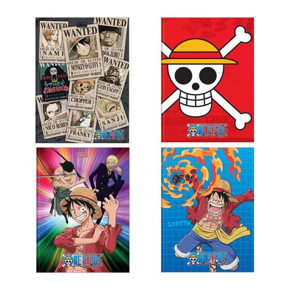 Imagem de Kit 5 Caderno Brochurão One Piece + 1 Desenho 80 Folhas Tilibra