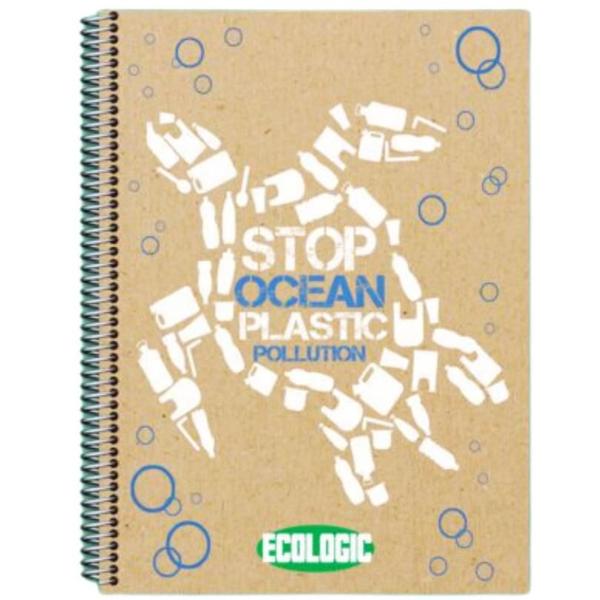 Imagem de Kit 5 Caderno Ecologic 80 Folhas Arame Capa Dura+ 36 Itens