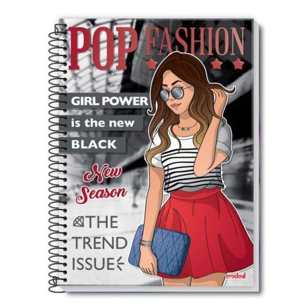 Imagem de Kit 5 Caderno Pop Fashion 200 Folhas Espiral 10 Matéria