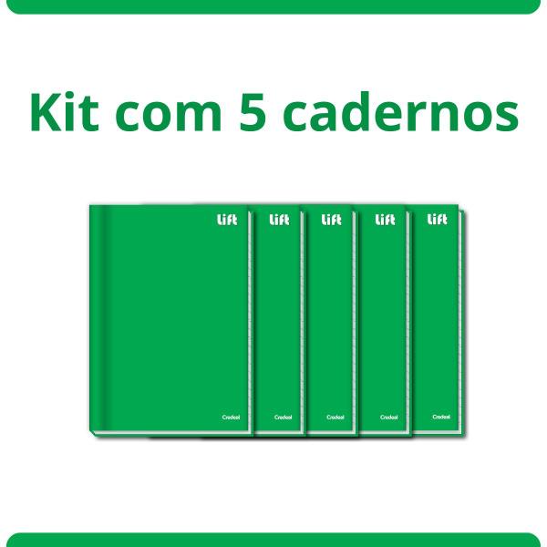 Imagem de Kit 5 Cadernos Brochura Verde 96 Folhas Grande 200x275mm Material Escolar Faculdade Resistente