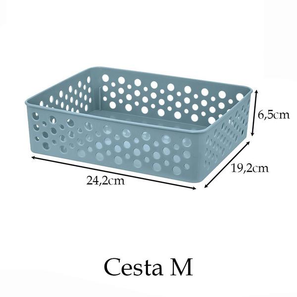 Imagem de Kit 5 caixa cesto organizador multiuso banheiro lavabo armário cozinha gaveta closet quarto infantil