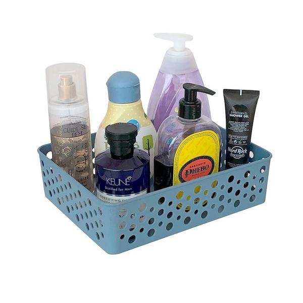 Kit 5 caixa cesto organizador multiuso banheiro lavabo armário cozinha gaveta closet quarto infantil - Usual Plastic Imagem de Kit 5 caixa cesto organizador multiuso banheiro lavabo armário cozinha gaveta closet quarto infantil