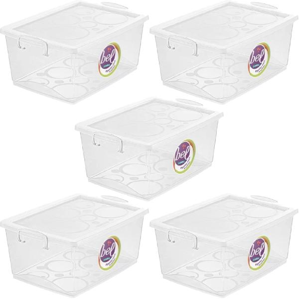 Kit 5 Caixa Organizadora Plástica 4 Litros Ordene Trava Tampa Empilhável Cesto Organizador Multiuso Imagem de Kit 5 Caixa Organizadora Plástica 4 Litros Ordene Trava Tampa Empilhável Cesto Organizador Multiuso