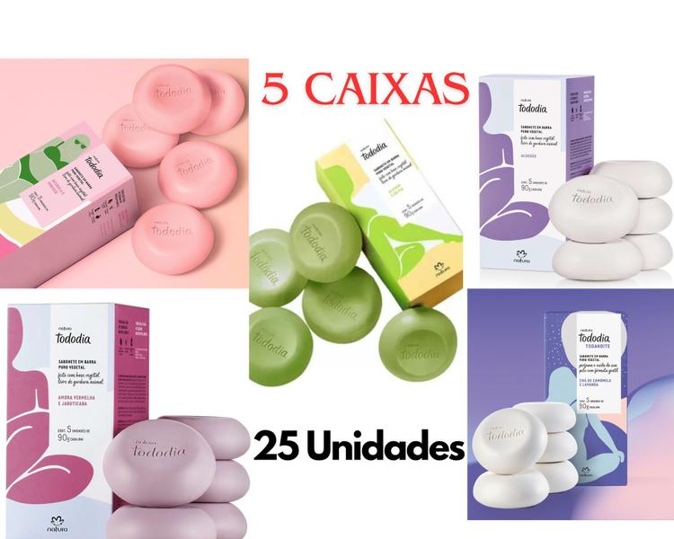 Kit 5 caixas de sabonete Tododia Alecrim, Jabuticaba, Manga
