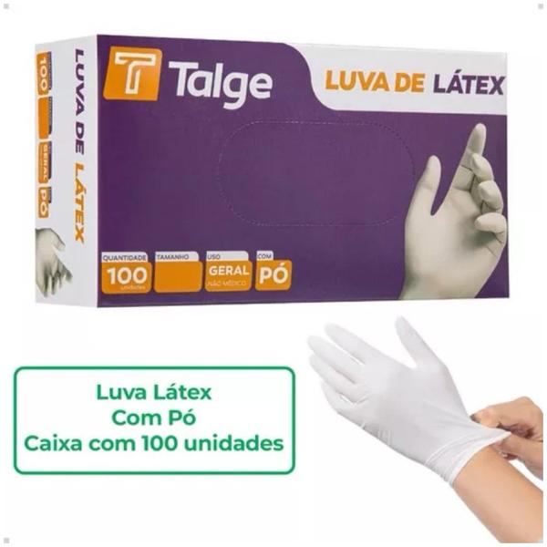 Imagem de Kit 5 Caixas Luva Latex Talge P/ Procedimento Com Amido Profissional CA 28324 Tam.M