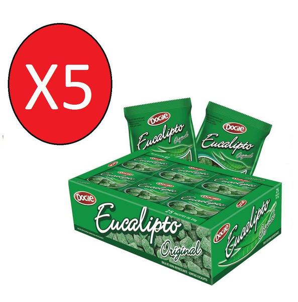 Kit 5 caixas Mini Goma Eucalipto Original 25X18g - Docile Imagem de Kit 5 caixas Mini Goma Eucalipto Original 25X18g - Docile
