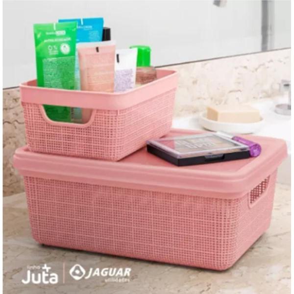 Imagem de Kit 5 Caixas Organizadoras Multiuso 1,8L 5L 15L Rosa