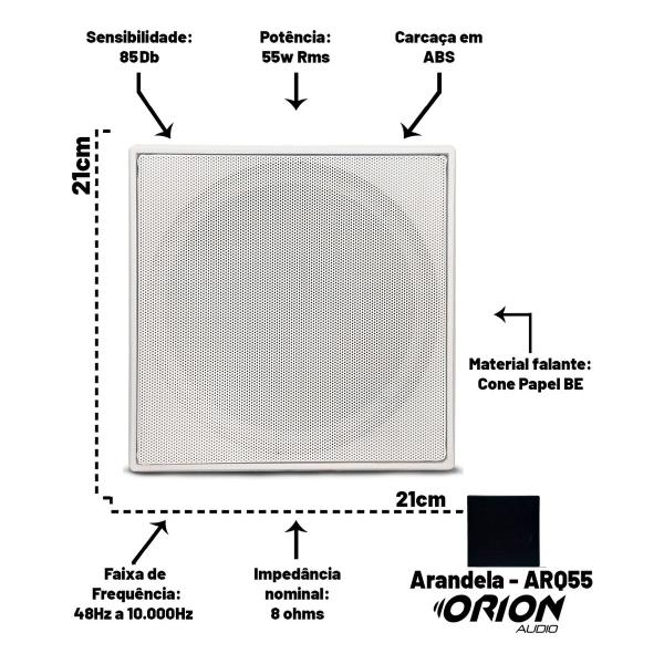 Kit 5 Caixas Som 55w 8 Ohms Embutir Gesso Sala Quarto Teto - ORION Imagem de Kit 5 Caixas Som 55w 8 Ohms Embutir Gesso Sala Quarto Teto