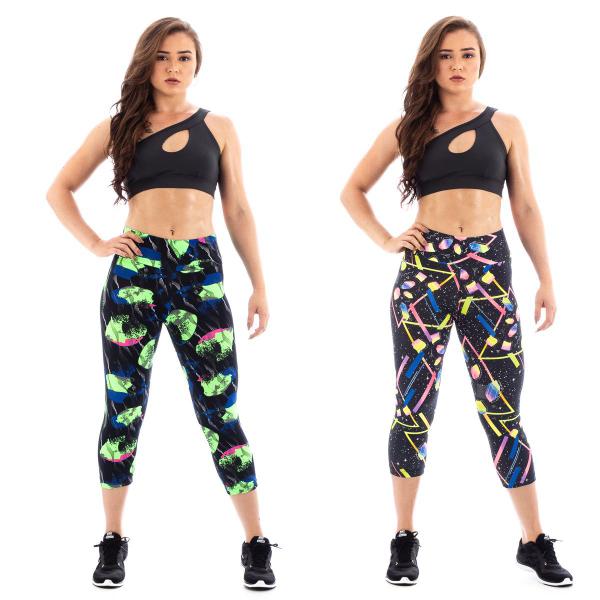 Imagem de Kit 5 Calças Legging Corsário Suplex Estampada