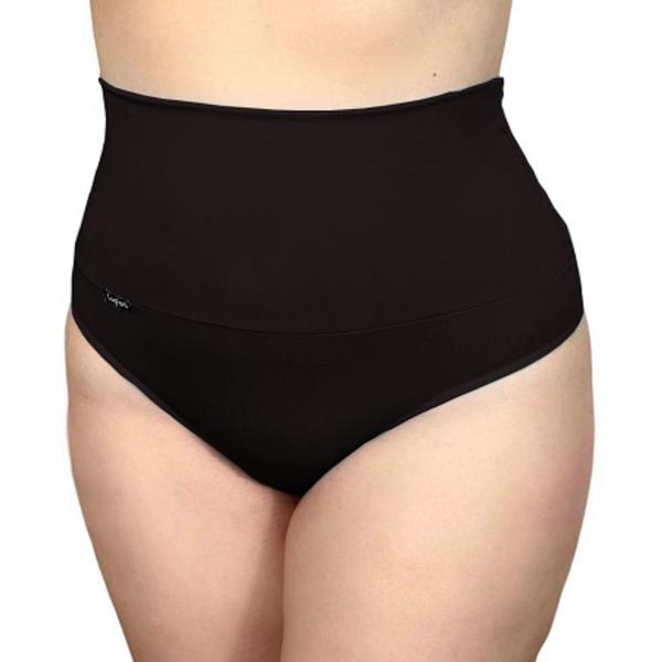 Imagem de Kit 5 Calcinhas Cós Alto Plus Size 19CM Confortável Microfibra Ajuste Perfeiro