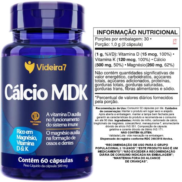 Imagem de Kit 5 calcio mdk magnésio vitamina d vitamina k 4x60 cápsulas - videira 7