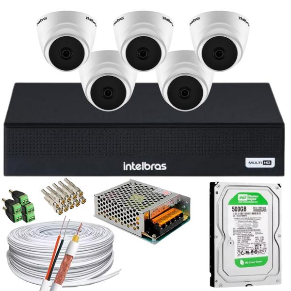 Imagem de Kit 5 Cameras 1220D Mic Monitoramento Intelbras Dvr Mhdx Com Microfone C/HD 500gb