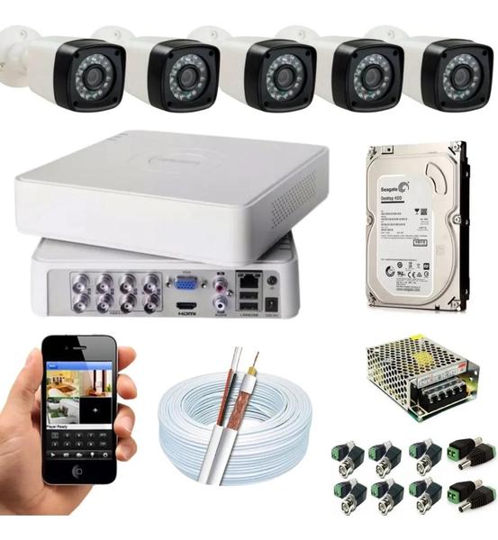 Kit 5 Câmeras Full Hd 1080p 2mp Dvr Hilook 8 Canais - Hilook By Hikvision Imagem de Kit 5 Câmeras Full Hd 1080p 2mp Dvr Hilook 8 Canais