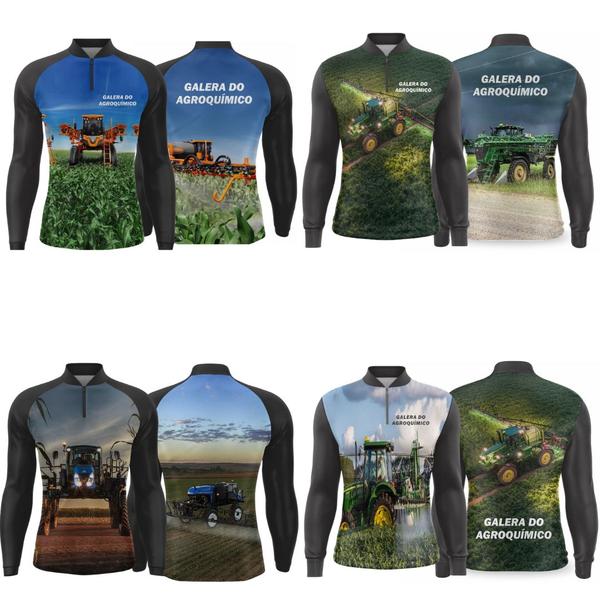 Imagem de Kit 5 Camisas Agropecuaria Termica Galera Do Agro Proteção UV50 Poliéster Camiseta Manga Longa