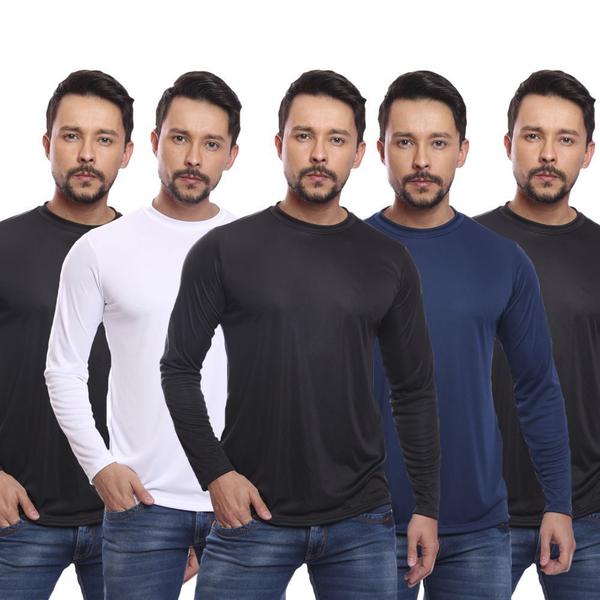 Imagem de Kit 5 Camiseta DF Masculina Manga Longa Proteção Solar UV +50 Segunda Pele