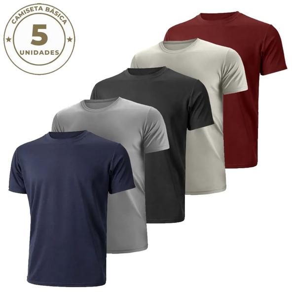 Kit 5 Camisetas Básicas Masculinas Casual Várias Cores - SLIM FITNESS Kit 5 Camisetas Básicas Masculinas Casual Várias Cores - SLIM FITNESS
