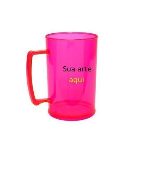 Imagem de Kit 5 Canecas De Acrílico Rosa 300Ml Sem Personalização