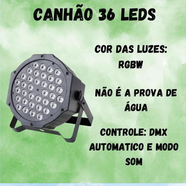 Imagem de Kit 5 Canhão 36 Leds Refletor Led Luz RGBW Slim Festa Balada