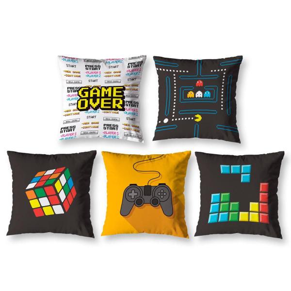 Imagem de Kit 5 Capas De Almofada 40Cm Video Game Vintage Estampada