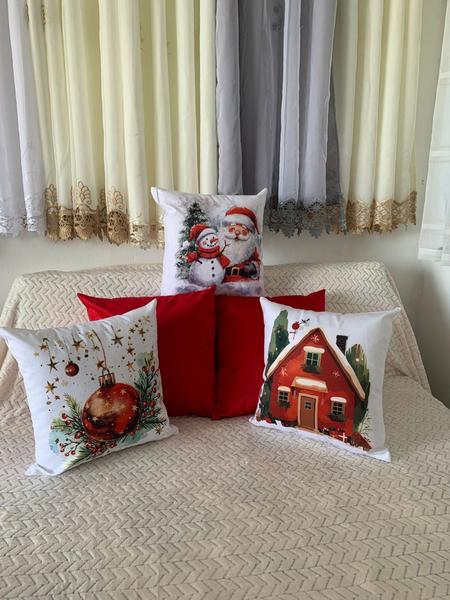 Kit 5 Capas de Almofadas Feliz Natal 45CM/45CM - L&DCONFECÇOES Imagem de Kit 5 Capas de Almofadas Feliz Natal 45CM/45CM