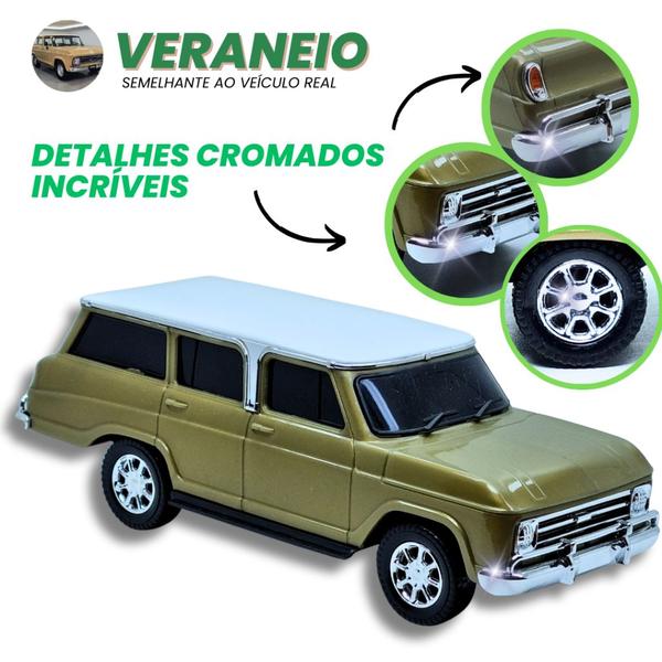 Imagem de Kit 5 Carrinhos de Coleção - Gol Quadrado, Opala, Caravan, Veraneio e Fusca - Brinquedo para Presente Infantil