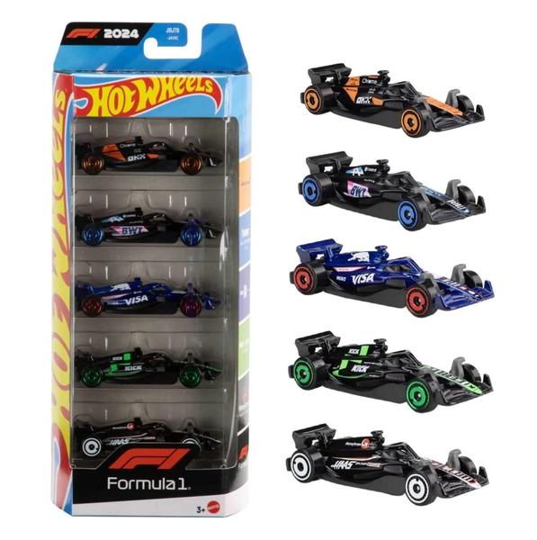 Kit 5 Carrinhos de Corrida em Miniatura Diecast Coleção Hot Wheels Fórmula 1