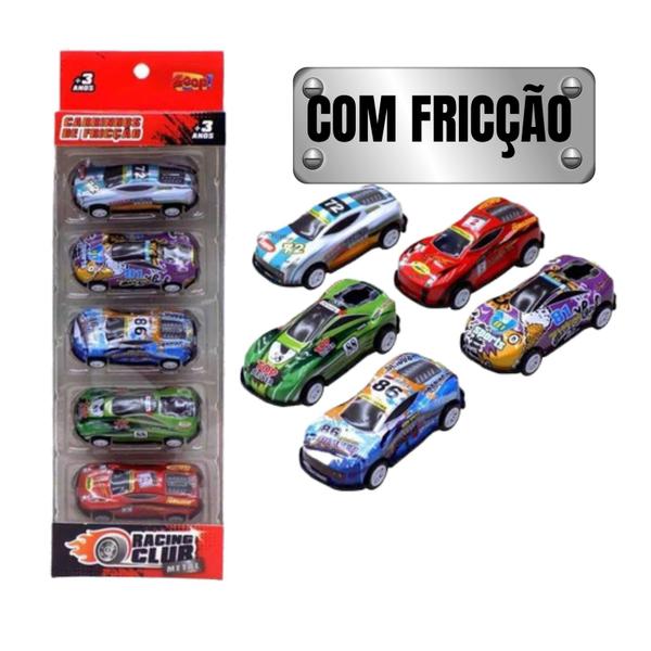 Imagem de kit 5 Carrinhos de Fricção Metal Corrida Brinquedo Menino