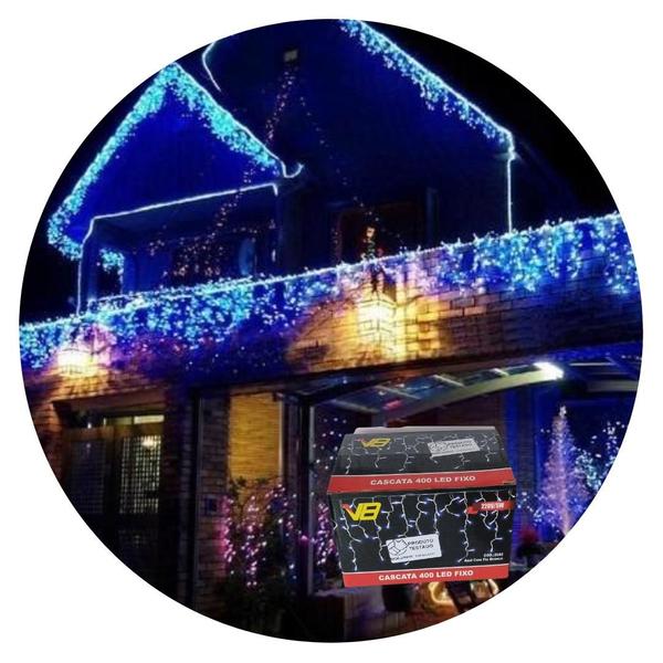 Imagem de Kit 5 Cascatas 400 Leds 10 Metros Luz Azul Fixa - 220v