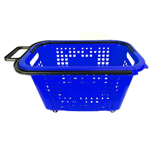 Imagem de Kit 5 cestas de compras com rodas 40l azul