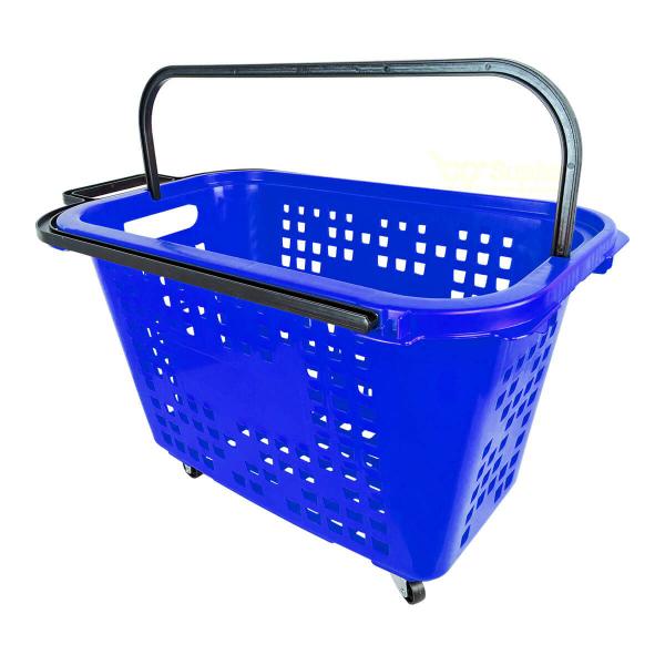 Imagem de Kit 5 cestas de compras com rodas 40l azul