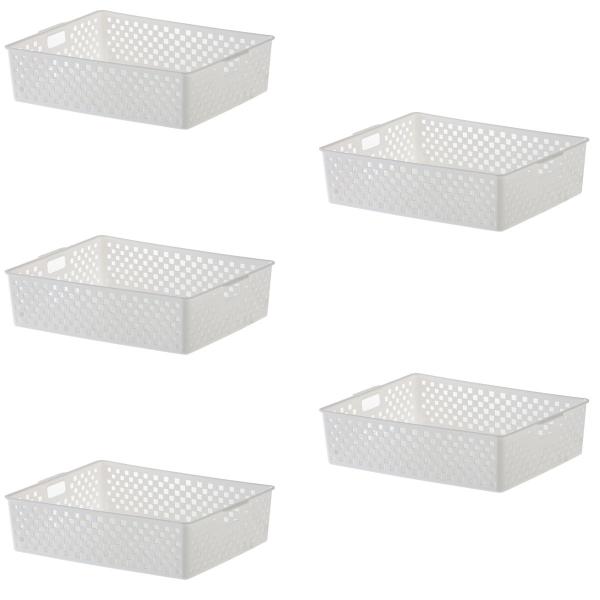 Imagem de Kit 5 Cesto Organizador Multiuso Quadratta 34x15x9 Cm Branco