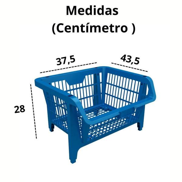 Imagem de Kit 5 Cesto Prático Expositor Empilhável Plástico Presto Uni