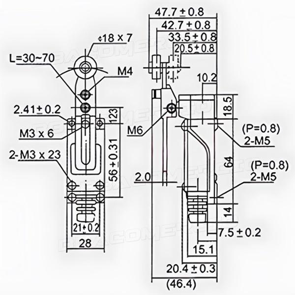 Imagem de Kit 5 Chave Fim De Curso Alavanca Regulagem Rolete Me-8108